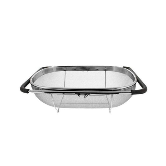 Stainless Steel Foldingf Filter Kitchen Tools Drainage Household Retractable Vegetable Fruit Basket, Size:24x34x11cm by bashfashion