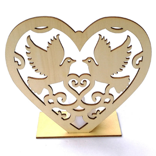 2 PCS Creative Heart Shaped Wooden Decoration Romantic Wooden Sign LED Candle Light(JM01453) by bashfashion