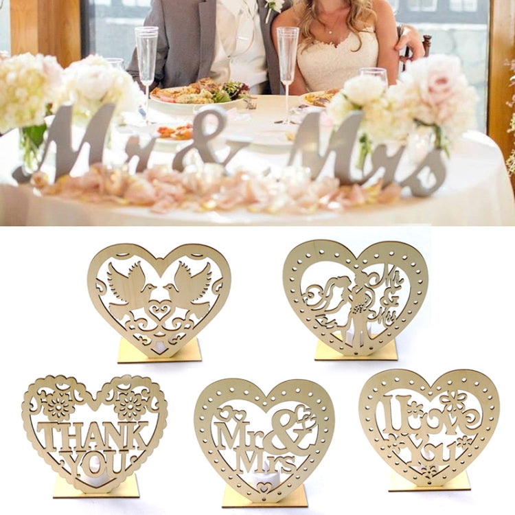 2 PCS Creative Heart Shaped Wooden Decoration Romantic Wooden Sign LED Candle Light(JM01453) by bashfashion