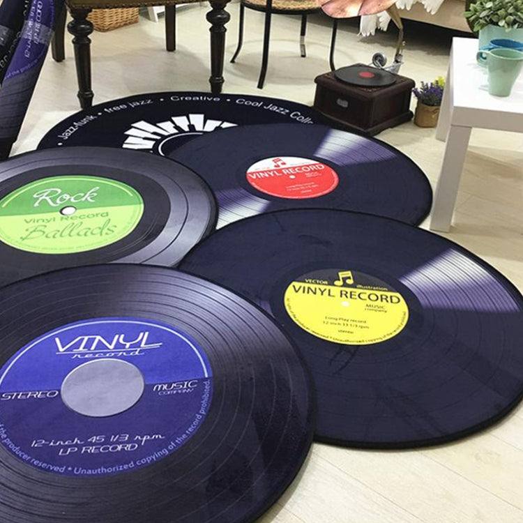 Creative Retro 3D DVR Record Carpet Round CD Floor Mat Home Decor Living Room Kid Bedroom Decoration Rug, Diameter 100cm(Yellow) by bashfashion