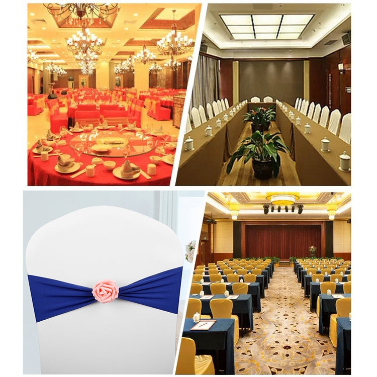 Chair Sashes Bows Decor Elastic Spandex Chair Sash with Pink Flower Stretch Chair Band Wedding Decoration(Wine Red) by bashfashion