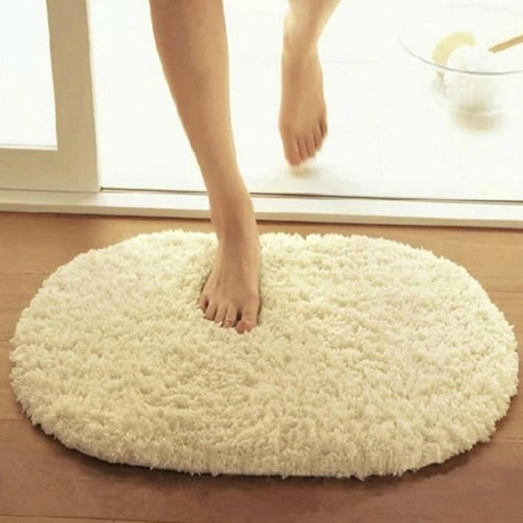 Faux Fur Rug Anti-slip Solid Bath Carpet Kids Room Door Mats Oval Bedroom Living Room Rugs, Size:60x120cm(Khaki) by bashfashion