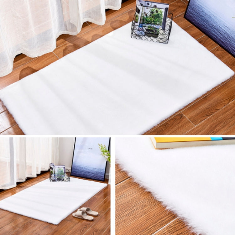 Rug Artificial Rabbit Hair Carpet Non-slip Floor Mats for Living Room Bedroom Balcony Home Decoration, Size:350x350mm(White) by bashfashion
