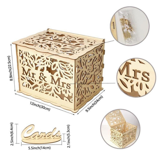 DIY Wooden Beautiful Wedding Card Box Gift Decoration Box, Size:Large by bashfashion