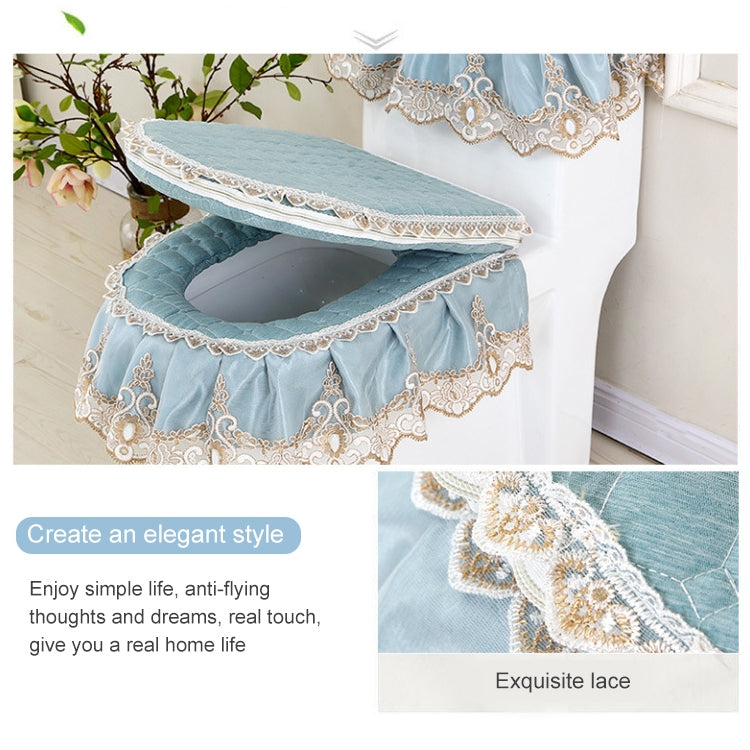 3 PCS / Set Universal Anti-Dust Cover Fabric Zipper Toilet Seat(Gray) by bashfashion