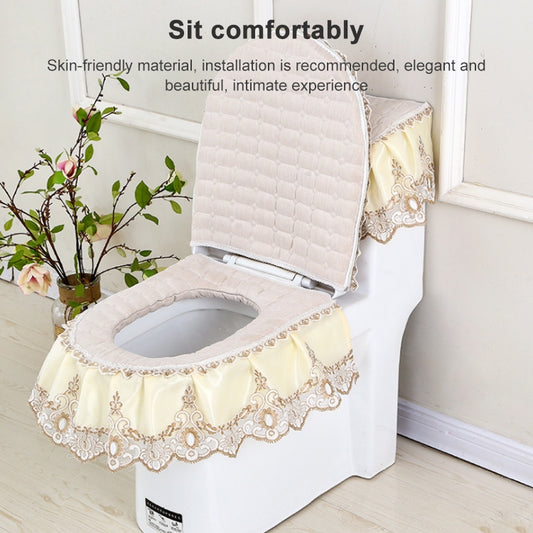 3 PCS / Set Universal Anti-Dust Cover Fabric Zipper Toilet Seat(Beige) by bashfashion
