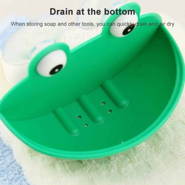 Bathroom Cute Cartoon Strong Suction Cup Drain Soap Box(Green) by bashfashion