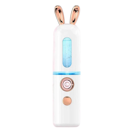 Facial Steamer Nano Spray Water Replenishing Instrument Portable Cold Spray Machine Charging Beauty Instrument Automatic Alcohol Sprayer, Style:Cute Rabbit(White) by bashfashion
