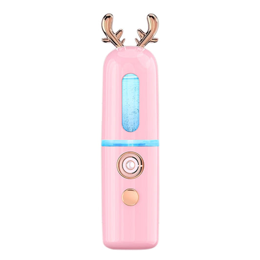 Facial Steamer Nano Spray Water Replenishing Instrument Portable Cold Spray Machine Charging Beauty Instrument Automatic Alcohol Sprayer, Style:Cute Deer(Pink) by bashfashion
