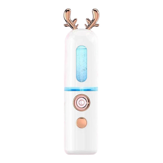 Facial Steamer Nano Spray Water Replenishing Instrument Portable Cold Spray Machine Charging Beauty Instrument Automatic Alcohol Sprayer, Style:Cute Deer(White) by bashfashion