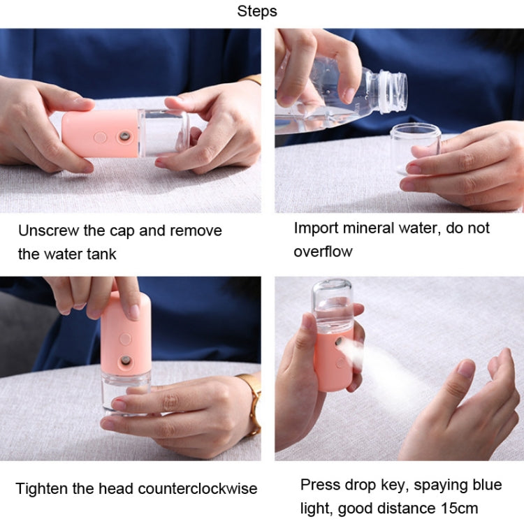 Facial Hydration Instrument Air Humidifier USB Beauty Cold Spray Instrument Auto Alcohol Disinfection Sprayer(Pink) by bashfashion