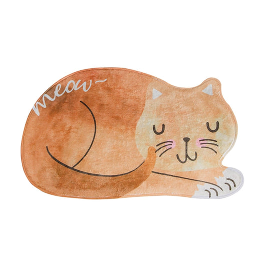 Cartoon Sleeping Cat Bath Mat Bathroom Carpets Toilet Anti-slip Floor Mat, Size:40X60CM(Orange) by bashfashion