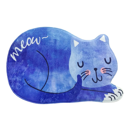 Cartoon Sleeping Cat Bath Mat Bathroom Carpets Toilet Anti-slip Floor Mat, Size:40X60CM(Blue) by bashfashion