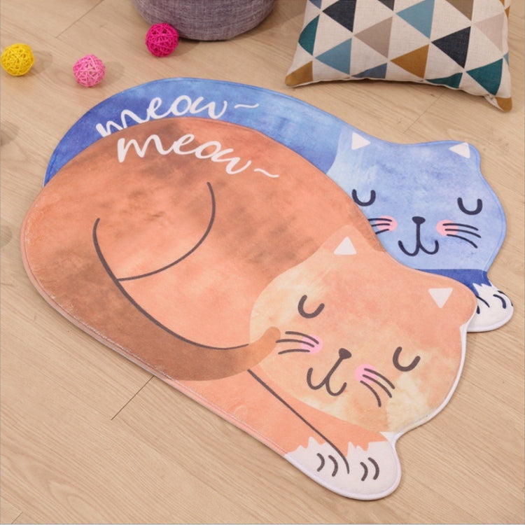 Cartoon Sleeping Cat Bath Mat Bathroom Carpets Toilet Anti-slip Floor Mat, Size:40X60CM(Blue) by bashfashion