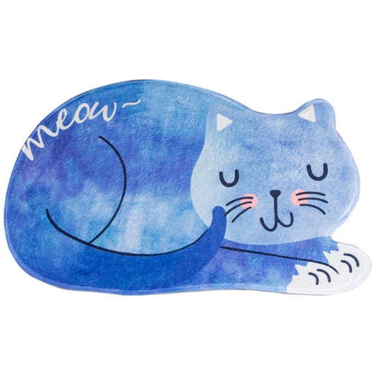 Cartoon Sleeping Cat Bath Mat Bathroom Carpets Toilet Anti-slip Floor Mat, Size:60X90CM(Blue) by bashfashion