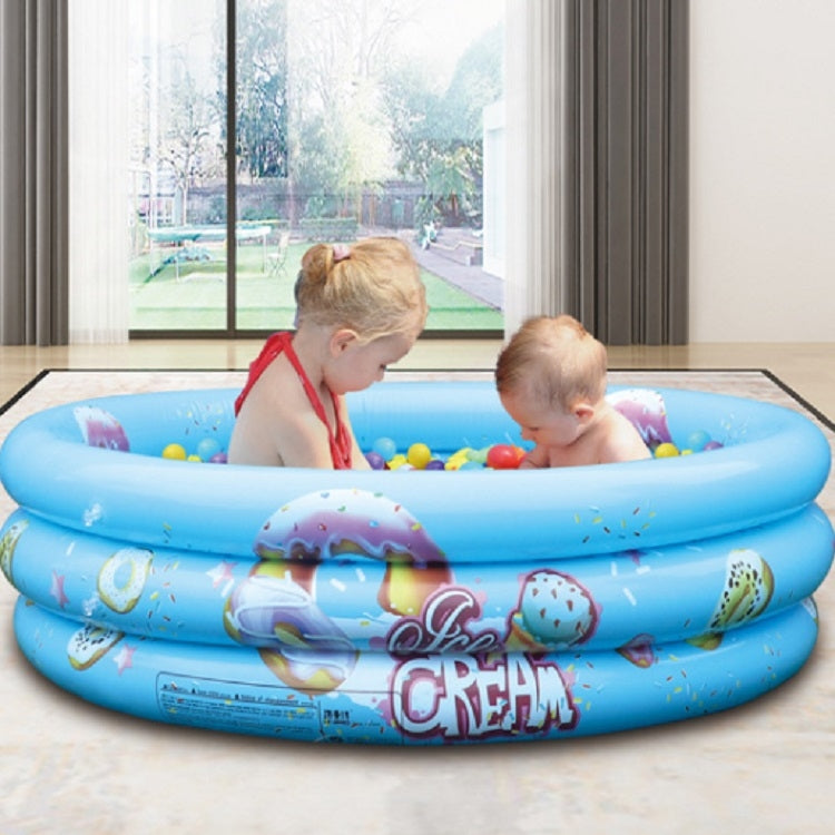 Household Indoor and Outdoor Children Round Three Rings Inflatable Swimming Pool Ball Pool, Size:110 x 30cm(Blue Donut) by bashfashion