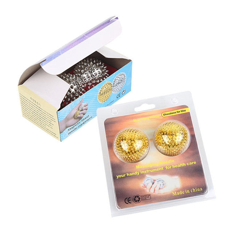 1 Pair Magnetic Massage Ball Relax Muscle Finger Plantar Pressure Massage Stab Ball, Size:4.7cm(Gold) by bashfashion
