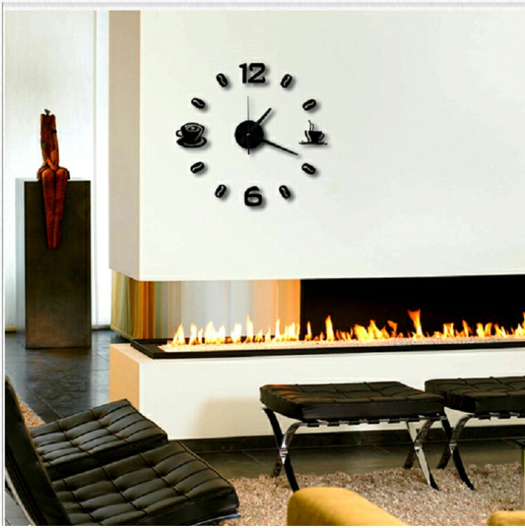 ISHOWTIENDA Fashion Acrylic DIY Coffee Cup Self Adhesive Interior Wall Creative Decoration Clock Mute Clock Stickers Muraux Wall Clock(Black) by bashfashion