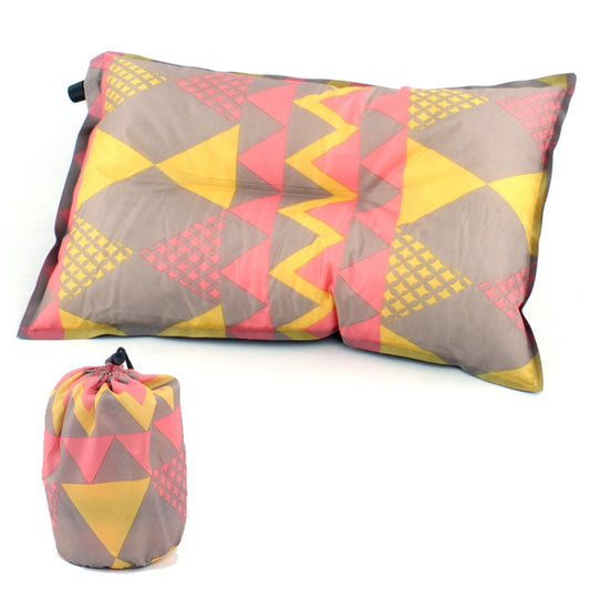 Portable Ethnic Style Automatic Inflatable Pillows Outdoor Camping Tent Camping Equipment Car Travel Pillows(Red Yellow Printing) by bashfashion