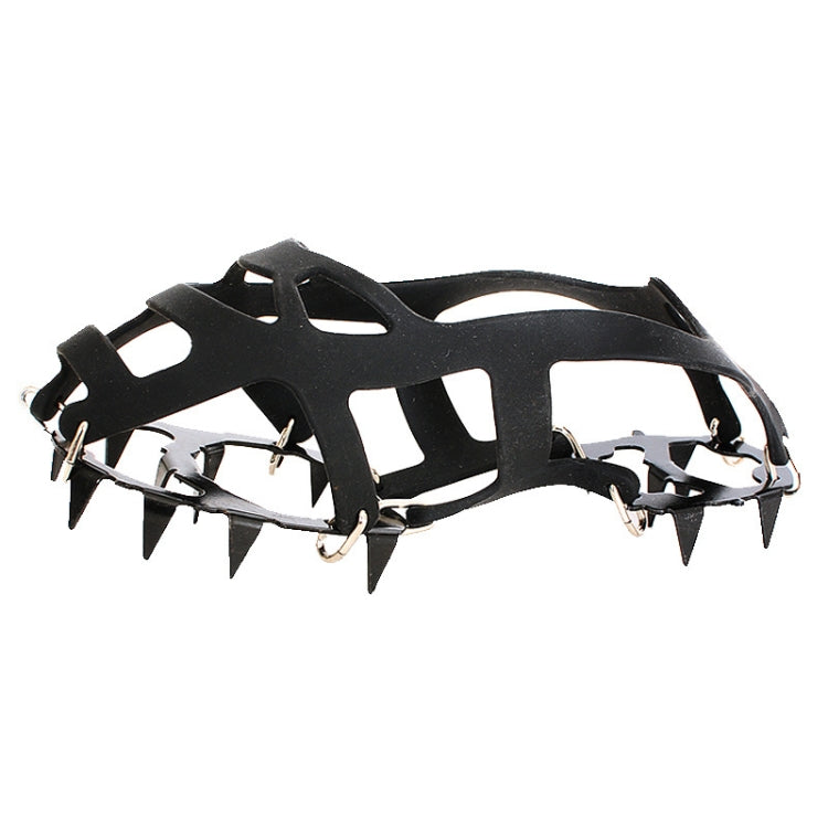 18 Teeth Silica Gel Steel Claw Ice Climbing on Foot Non-slip Mountaineering Foot Cover, One Pair(L (4346)) by bashfashion