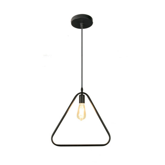 Simple and Creative Wrought Iron Geometric Chandelier Bar Exhibition Hall Clothing Store Restaurant Hotel Decorative Light with Light Bulb(Triangle) by bashfashion