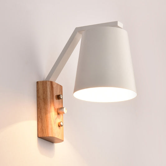Creative Bedroom Study Bedside Balcony Aisle Porch Hotel Cafe Wood Wall Lamp Switch Light, Light Source:without Light Source(White) by bashfashion