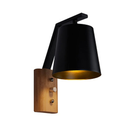 Creative Bedroom Study Bedside Balcony Aisle Porch Hotel Cafe Wood Wall Lamp Switch Light, Light Source:without Light Source(Black) by bashfashion