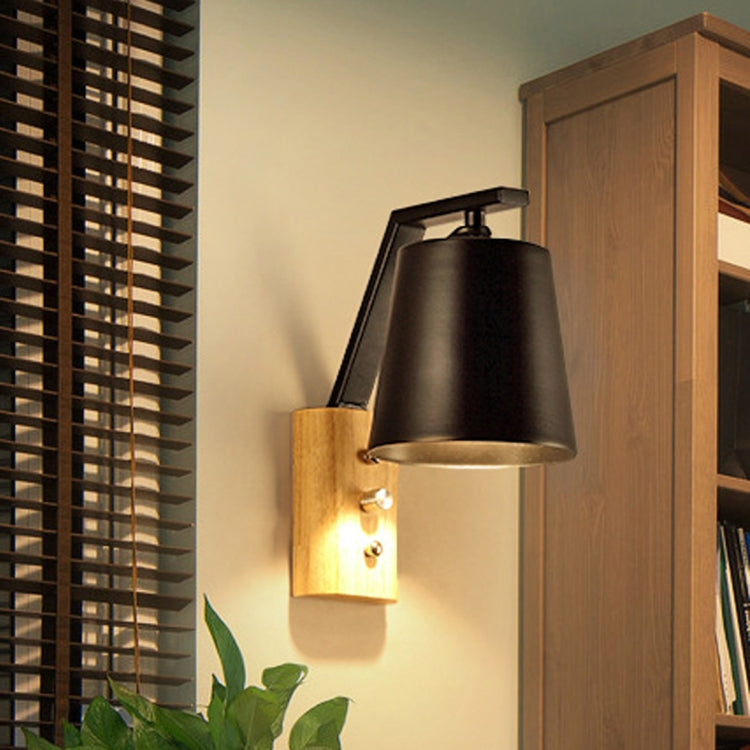Creative Bedroom Study Bedside Balcony Aisle Porch Hotel Cafe Wood Wall Lamp Switch Light, Light Source:without Light Source(Black) by bashfashion