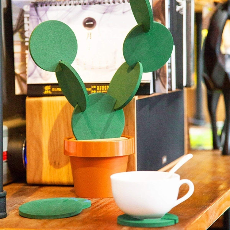 Novelty DIY Cactus Coaster Anti-skid Insulation Tea Pad Home Storage Desktop Multi-function Decoration by bashfashion