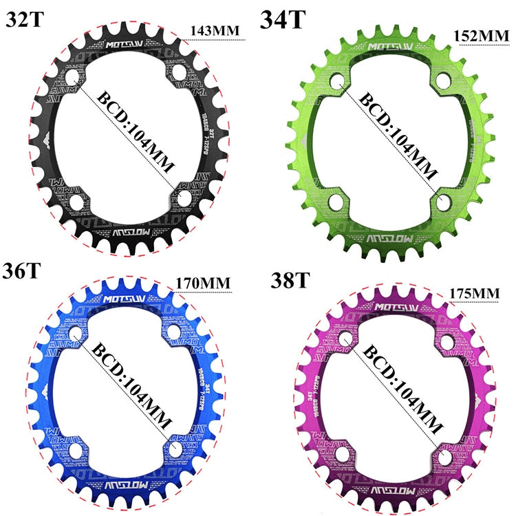 MOTSUV Narrow Wide Chainring MTB Bicycle 104BCD Tooth Plate Parts(Green) by bashfashion