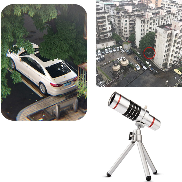 Outdoor Telescope Mobile Phone Accessories Shooting Telephoto Lens with Universal Metal Clip(12X) by bashfashion