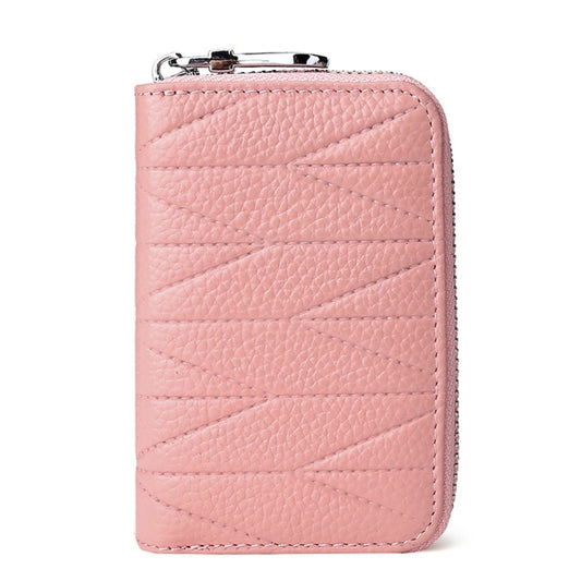 Multi-card Zipper Card Bit Card Small Purse Simple Organ Card Package(Peach Pollen) by bashfashion