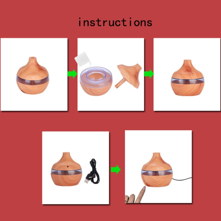 300ML Waterdrop Shape USB Wood Grain Aromatherapy Air Purifier Mute Humidifier, Color: Deep Wood Grain by bashfashion