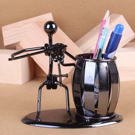 Iron Music Iron Man Brass Band Pen Holder Home Study Office Decoration Ornaments(C161 Violin) by bashfashion