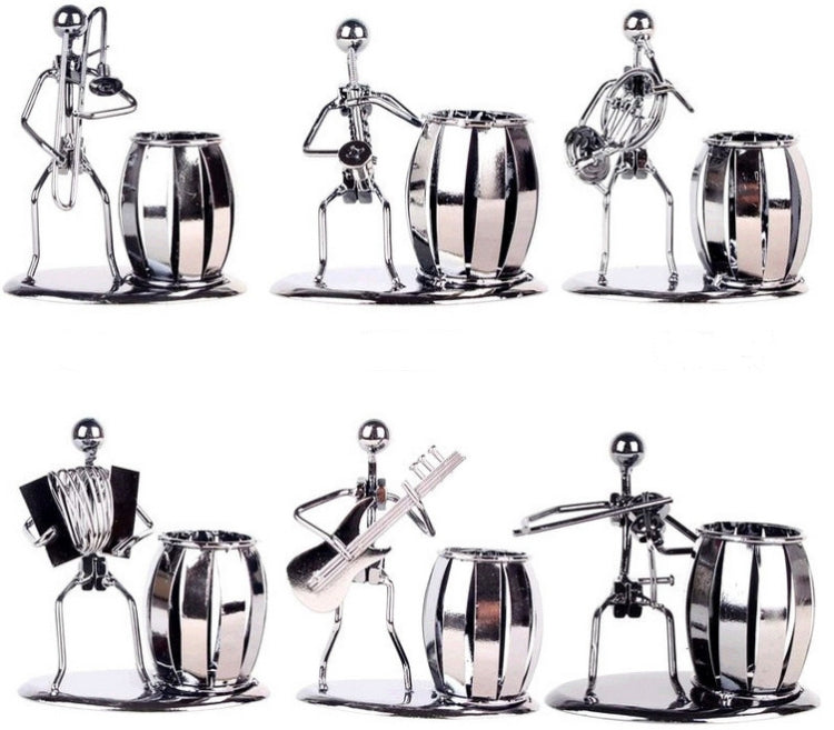 Iron Music Iron Man Brass Band Pen Holder Home Study Office Decoration Ornaments(C161 Violin) by bashfashion