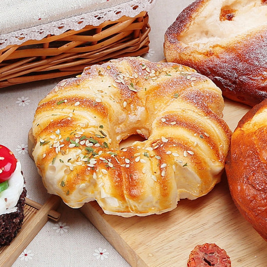 PU Simulation Circle Sesame Bread Model photography Props Home Engineering Window Display by bashfashion