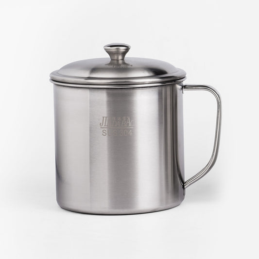 5 PCS Extra Thick 304 Stainless Steel Cup Children's Mouth Cup with Handle Cover Household adult Drinking Water Cup 11cm with cover by bashfashion