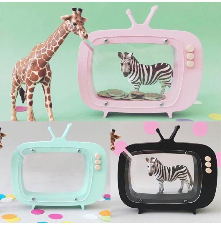 Wooden TV Storage Tank Children Room Display Photography Props Toys(Yellow) by bashfashion