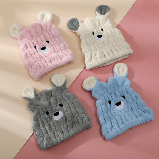 Microfiber Coral Velvet Cartoon Quick Dry Hair Cap(White) by bashfashion