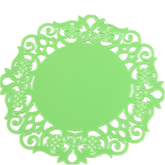 30 PCS Lace Flower Hot Coaster Silicone Cup Pad Slip Insulation Pad Cup Mat Pad Hot Drink Holder(Green) by bashfashion