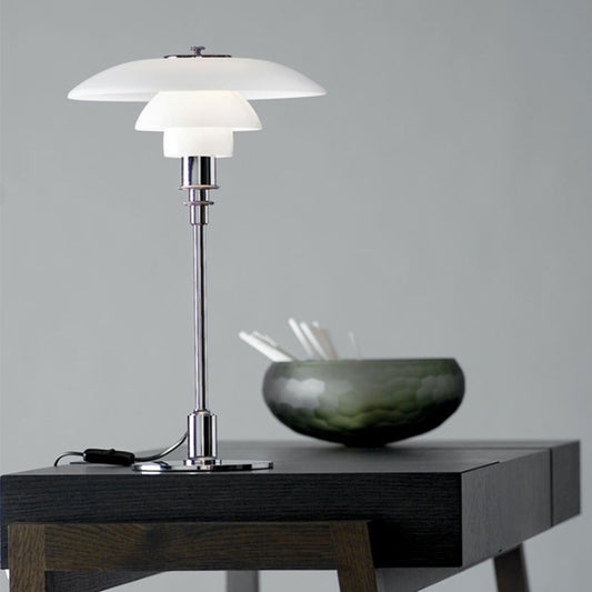 220V Small E14 / Large E27Metal Glass Table Lamp LED Design Reading Lamp Bedroom Bedside Study Room Lamp, Size:L 44X65cm by bashfashion