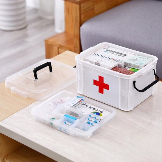 Family Multi-layer Emergency Medicine Storage Box Household Plastic Box, Size: XL (White) by bashfashion