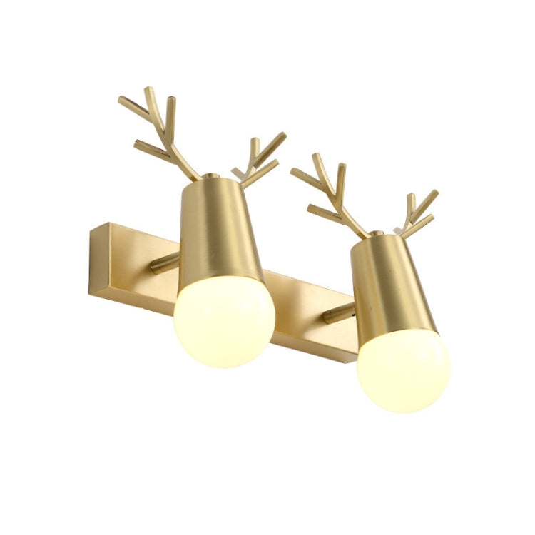 single head wall light Copper Antler Wall Lamp Mirror Headlight Living Room Stairs Light Creative Bedroom Bedside Lamp(Warm light 5W) by bashfashion