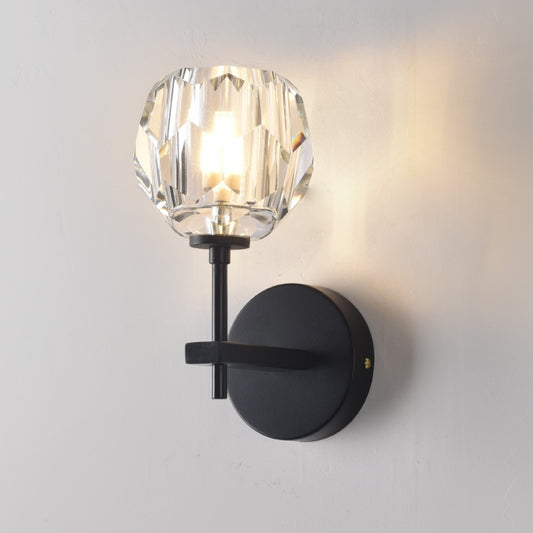 Wall Lamp Villa Hotel Wall Lamp Bedroom Bedside Crystal Wall Lamp, Power source: white light LED5W(Single Head Black) by bashfashion