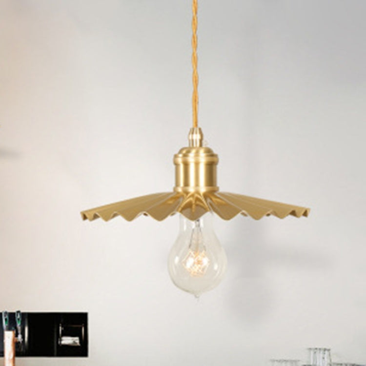 Pure Copper Single Head Vintage Nostalgic Brass Pleated Chandelier with 5W Warm White Light LED by bashfashion