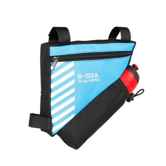 B-soul Bicycle Bags With Water Bottle Triangle Pouch Solid Cycling Front Tube Frame Bag Pocket, Size:20.5*18*5cm(Blue) by bashfashion