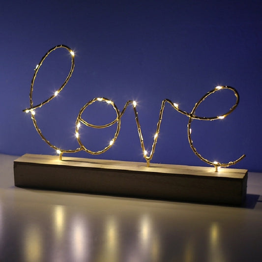 LED Little Night Light Bedroom Bedside Wrought Iron Wooden Home Decoration Birthday Gift(Letter Love) by bashfashion