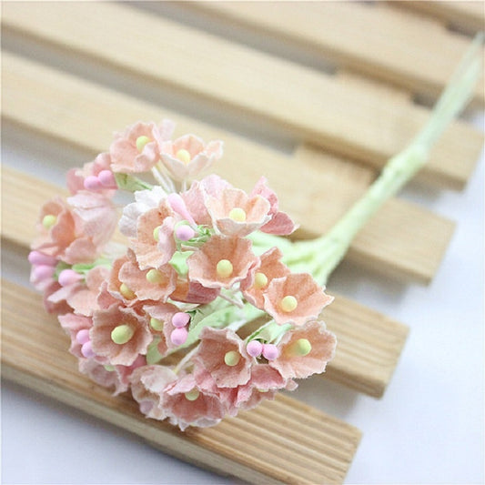 5 Branches DIY Hand-simulated Plum Mini Flocking Cloth Lucky Flower(Light Orange) by bashfashion