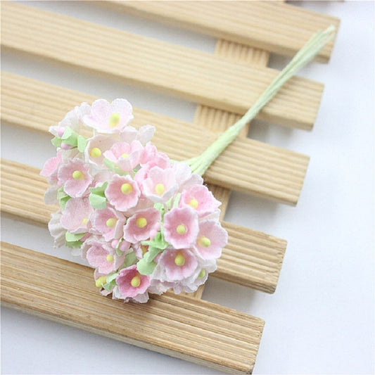 5 Branches DIY Hand-simulated Plum Mini Flocking Cloth Lucky Flower(Light Pink) by bashfashion