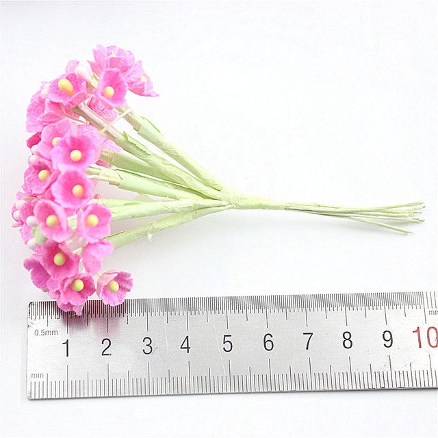5 Branches DIY Hand-simulated Plum Mini Flocking Cloth Lucky Flower(Watermelon Red) by bashfashion